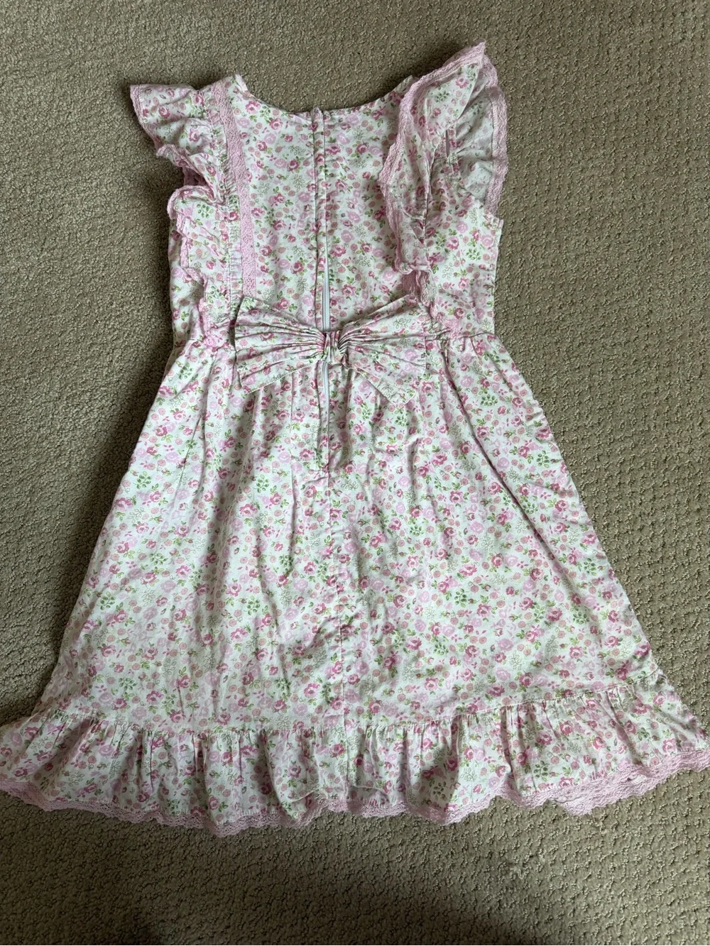 American Girl x LoveShackFancy Pink Floral Dress with Back Bow and Ruffle Trim